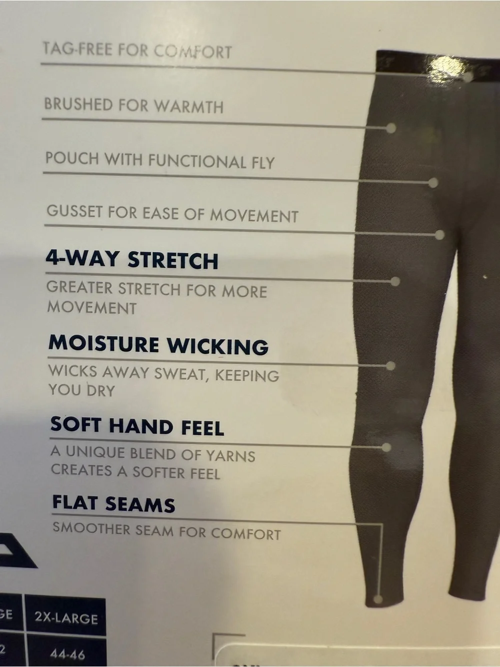 Wrangler Men’s Base Layer Pant - Black Bottom Sz 2XL Smoke Free Home